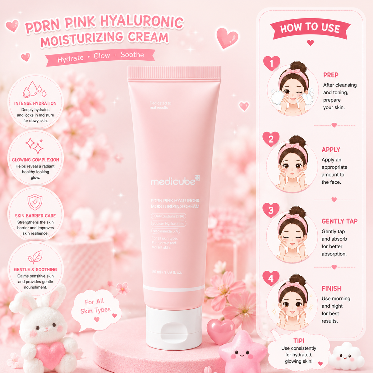 MEDICUBE PDRN Pink Hyaluronic Moisturizing Cream