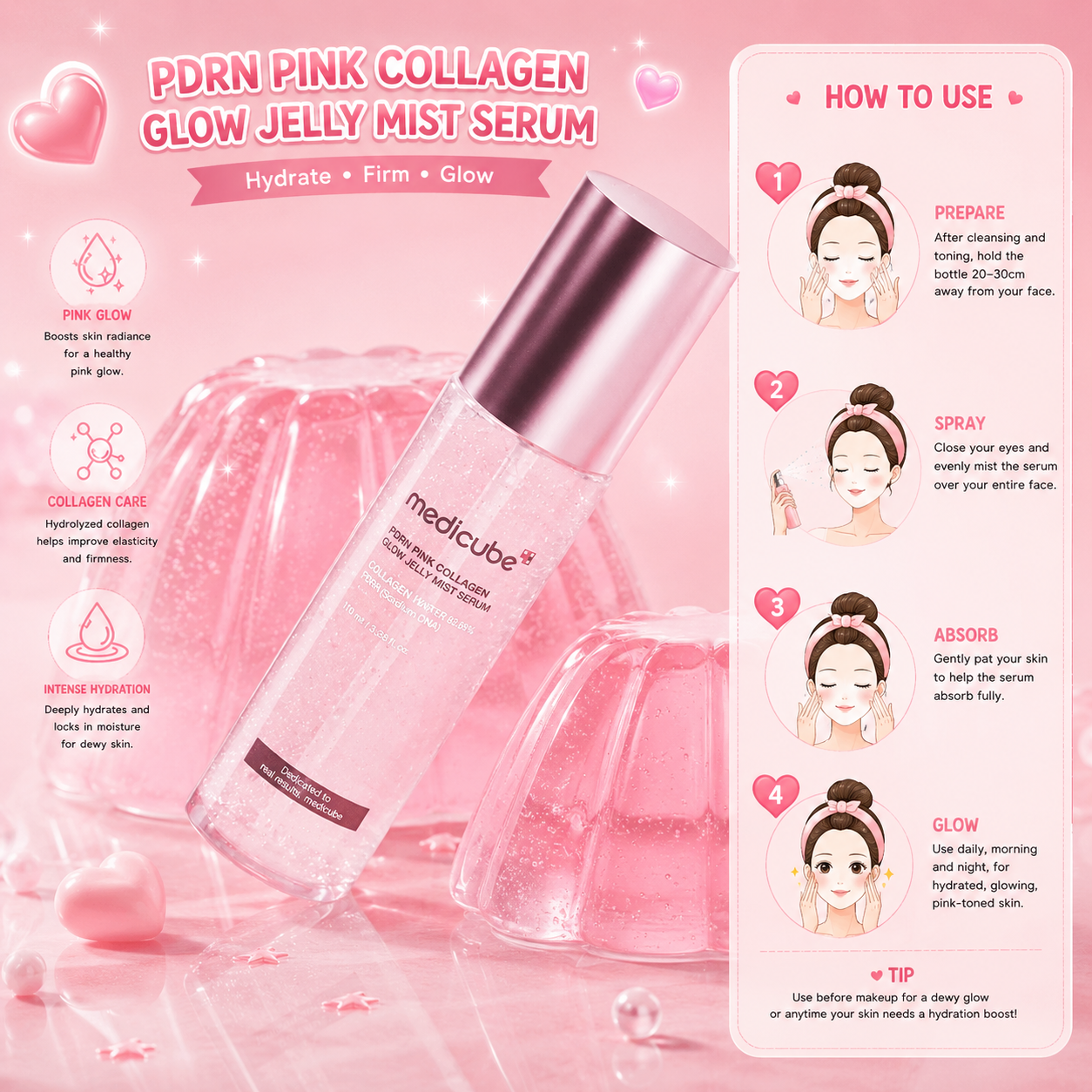 MEDICUBE PDRN Pink Collagen Glow Jelly Mist Serum