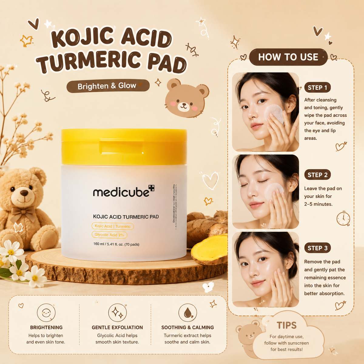 MEDICUBE Kojic Acid Turmeric Pad