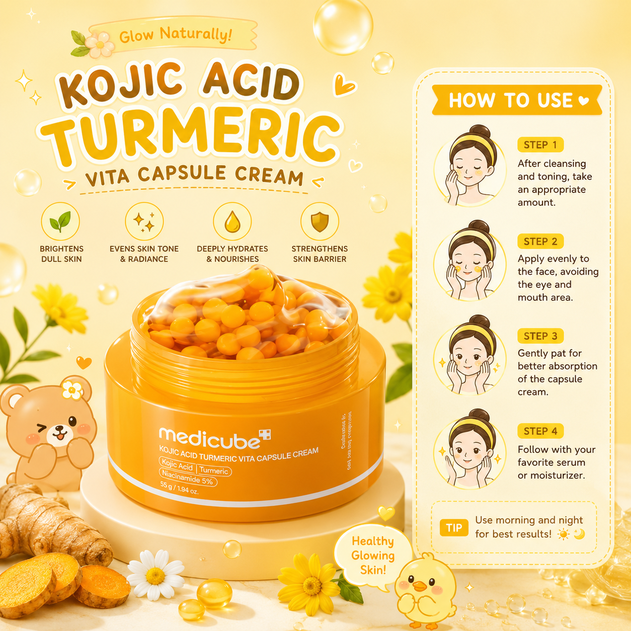 MEDICUBE Kojic Acid Turmeric Vita Capsule Cream