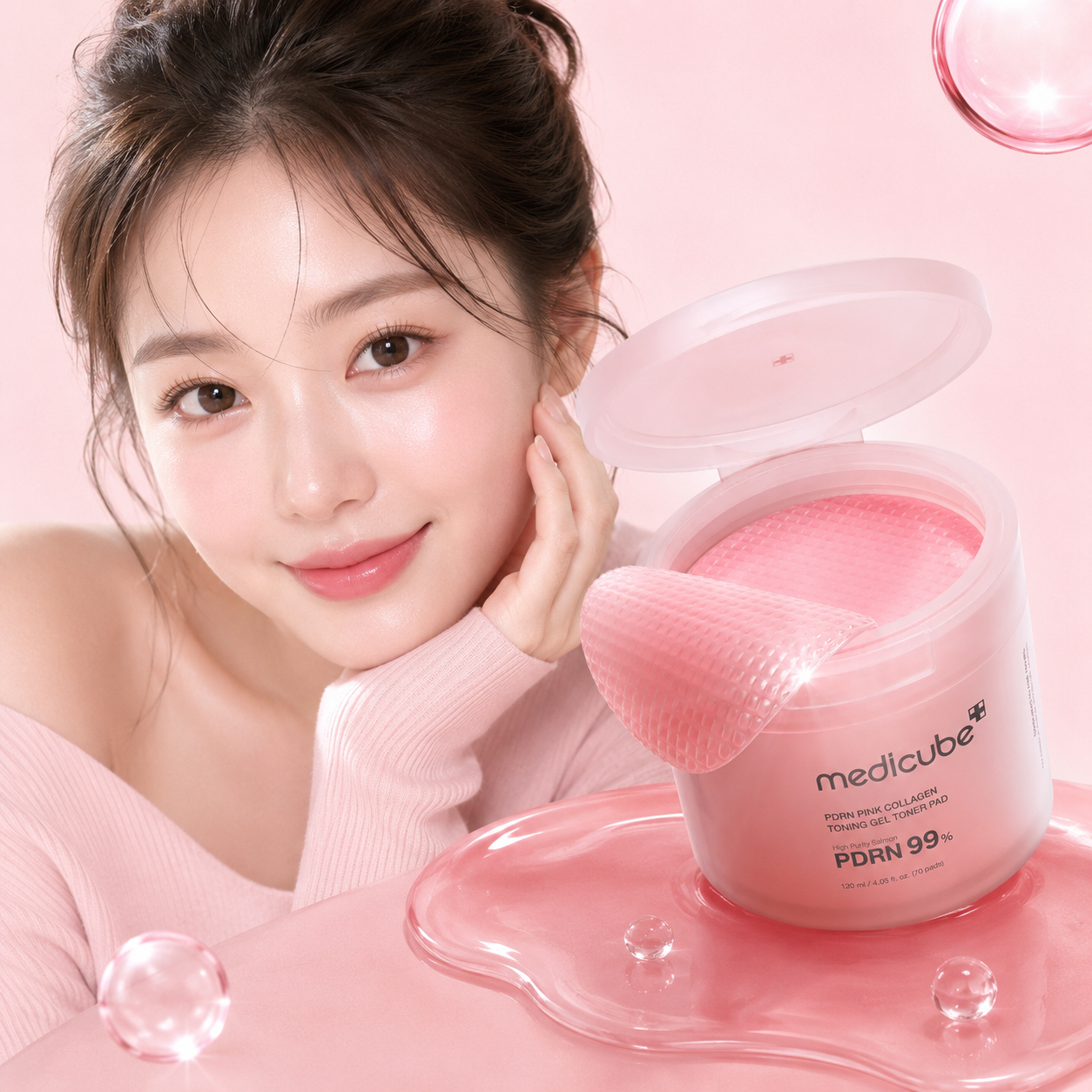 MEDICUBE PDRN Pink Collagen Toning Gel Toner Pad