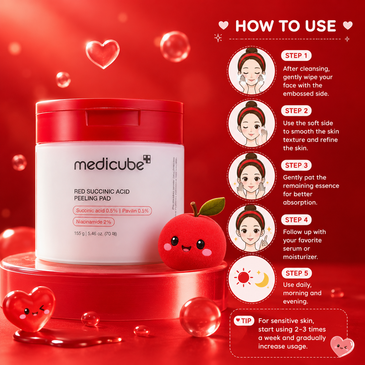 MEDICUBE Red Succinic Acid Peeling Pad