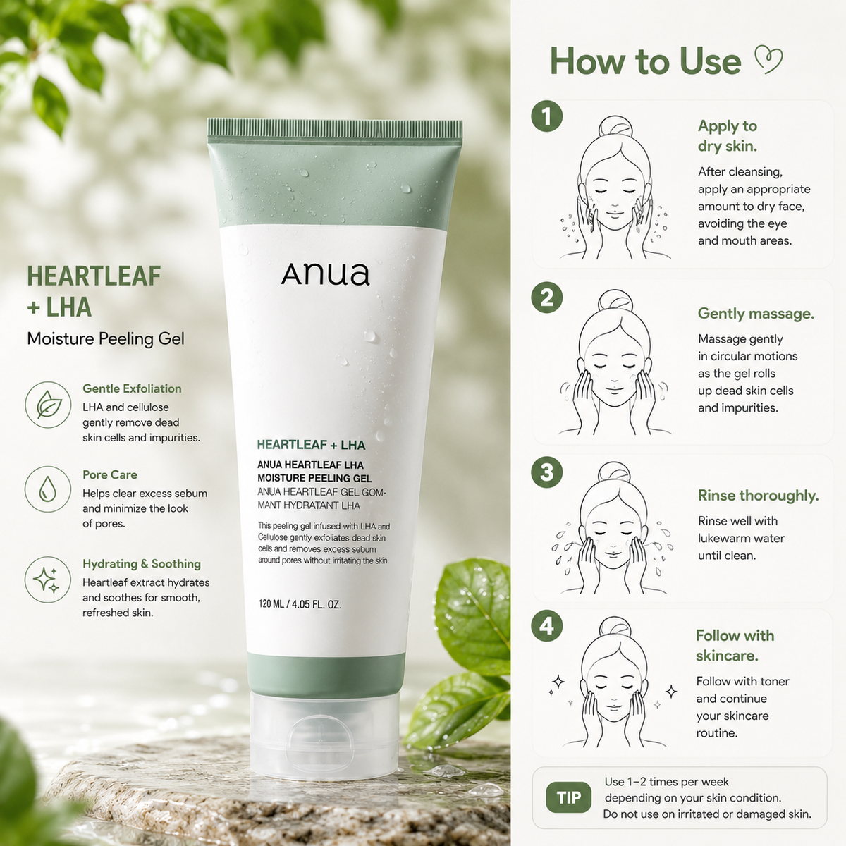 ANUA Heartleaf LHA Moisture Peeling Gel