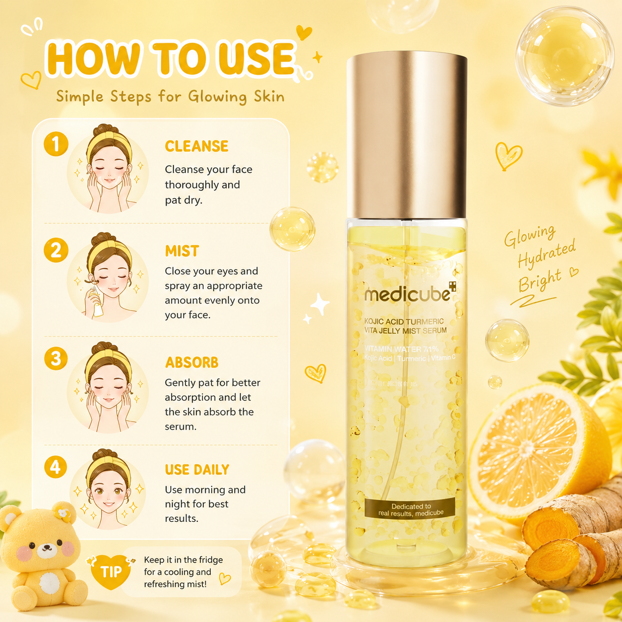 MEDICUBE Kojic Acid Turmeric Vita Jelly Mist Serum