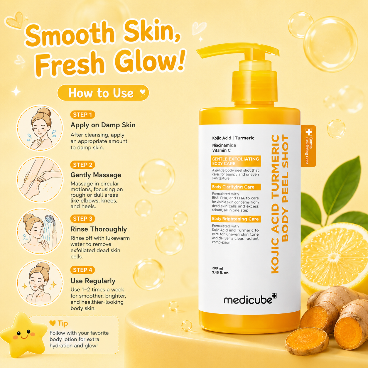 MEDICUBE Kojic Acid Turmeric Body Peel Shot