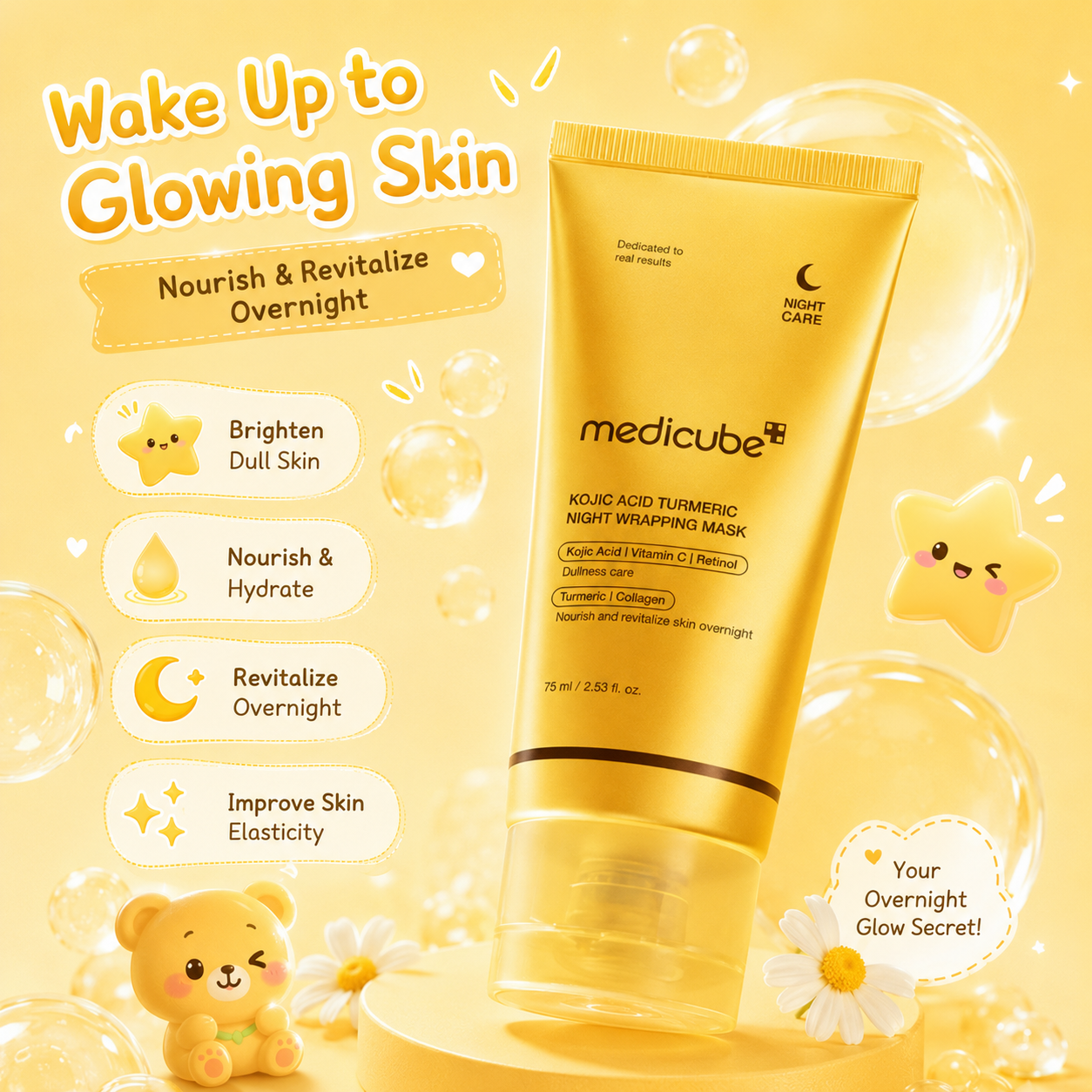 MEDICUBE Kojic Acid Turmeric Night Wrapping Mask