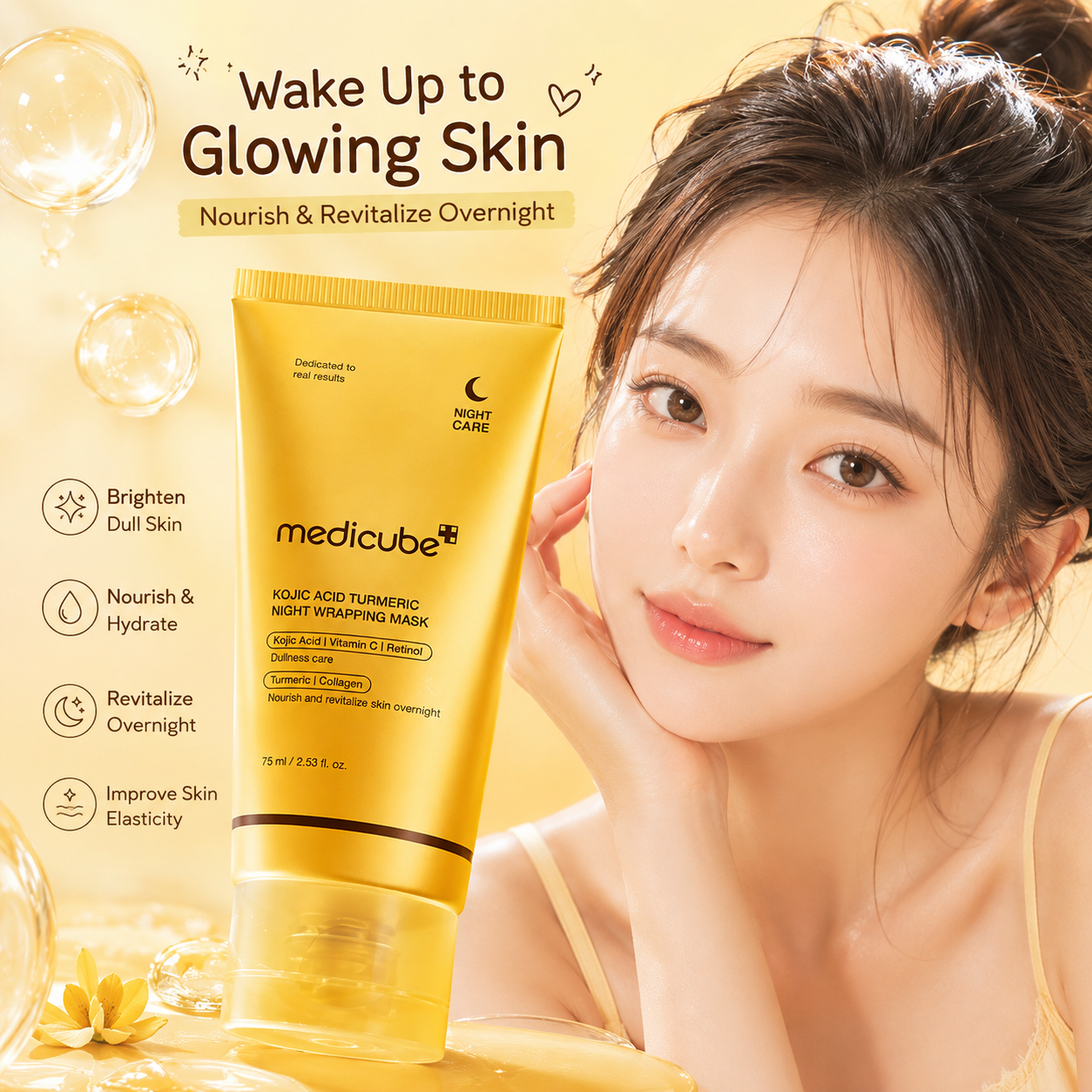 MEDICUBE Kojic Acid Turmeric Night Wrapping Mask