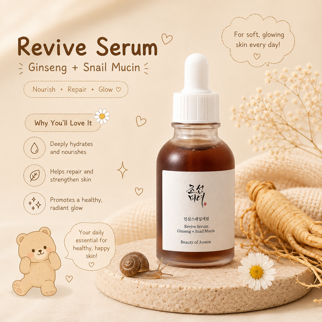 BEAUTY OF JOSEON Revive Serum : Ginseng + Snail Mucin