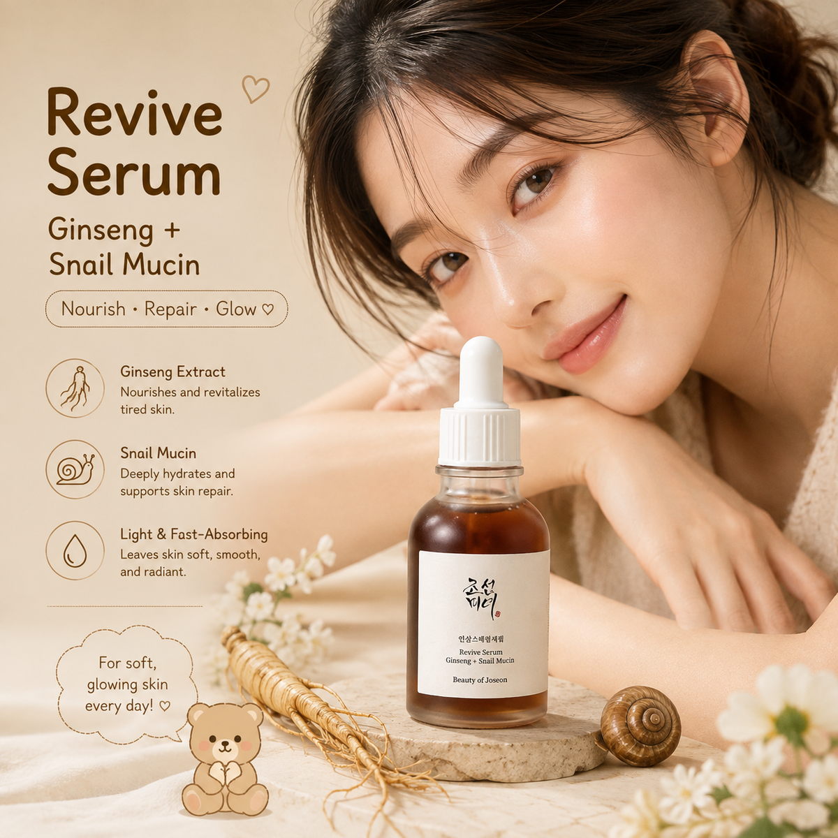 BEAUTY OF JOSEON Revive Serum : Ginseng + Snail Mucin