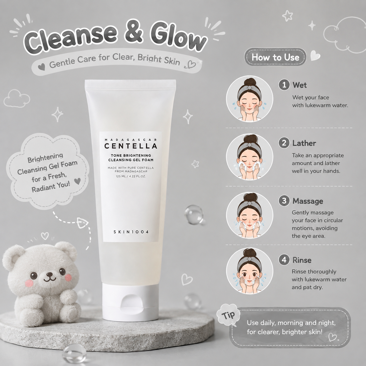 SKIN1004 Madagascar Centella Tone Brightening Cleansing Gel Foam