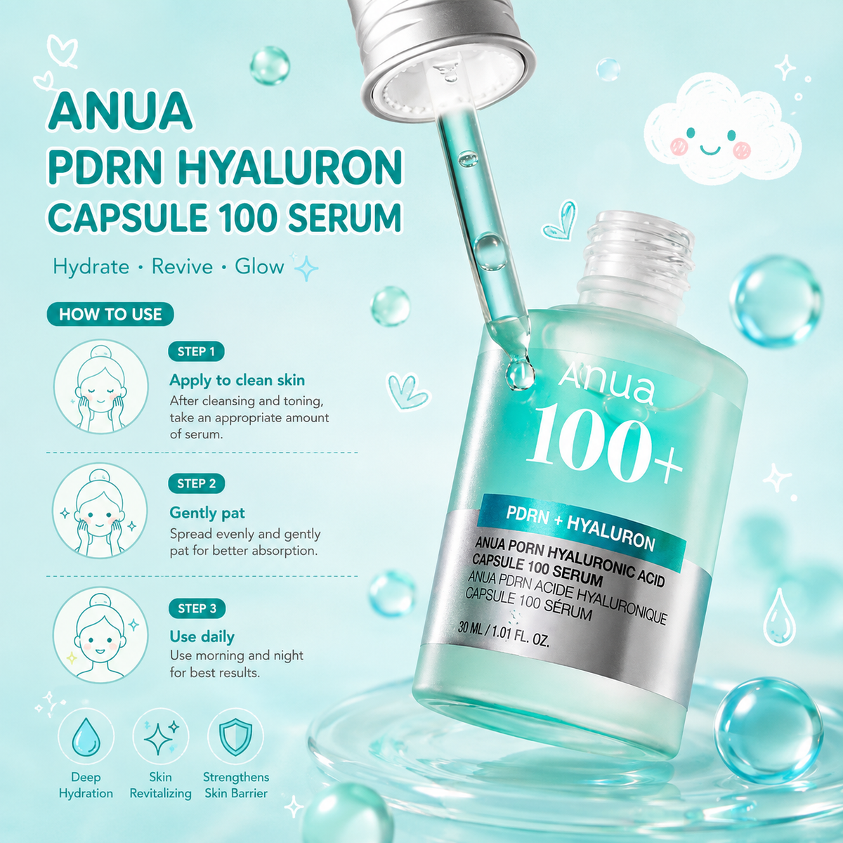 ANUA PDRN Hyaluronic Acid 100+ Serum