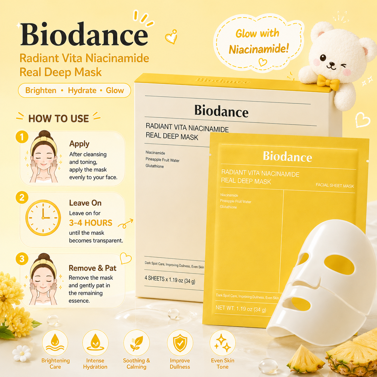 BIODANCE Vita Niacinamide Radiance Real Mask