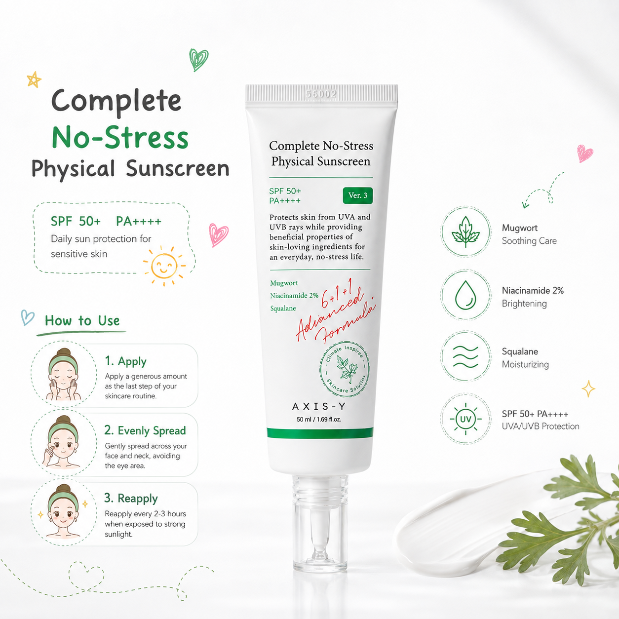 AXIS-Y Complete No-Stress Physical Sunscreen 50ml
