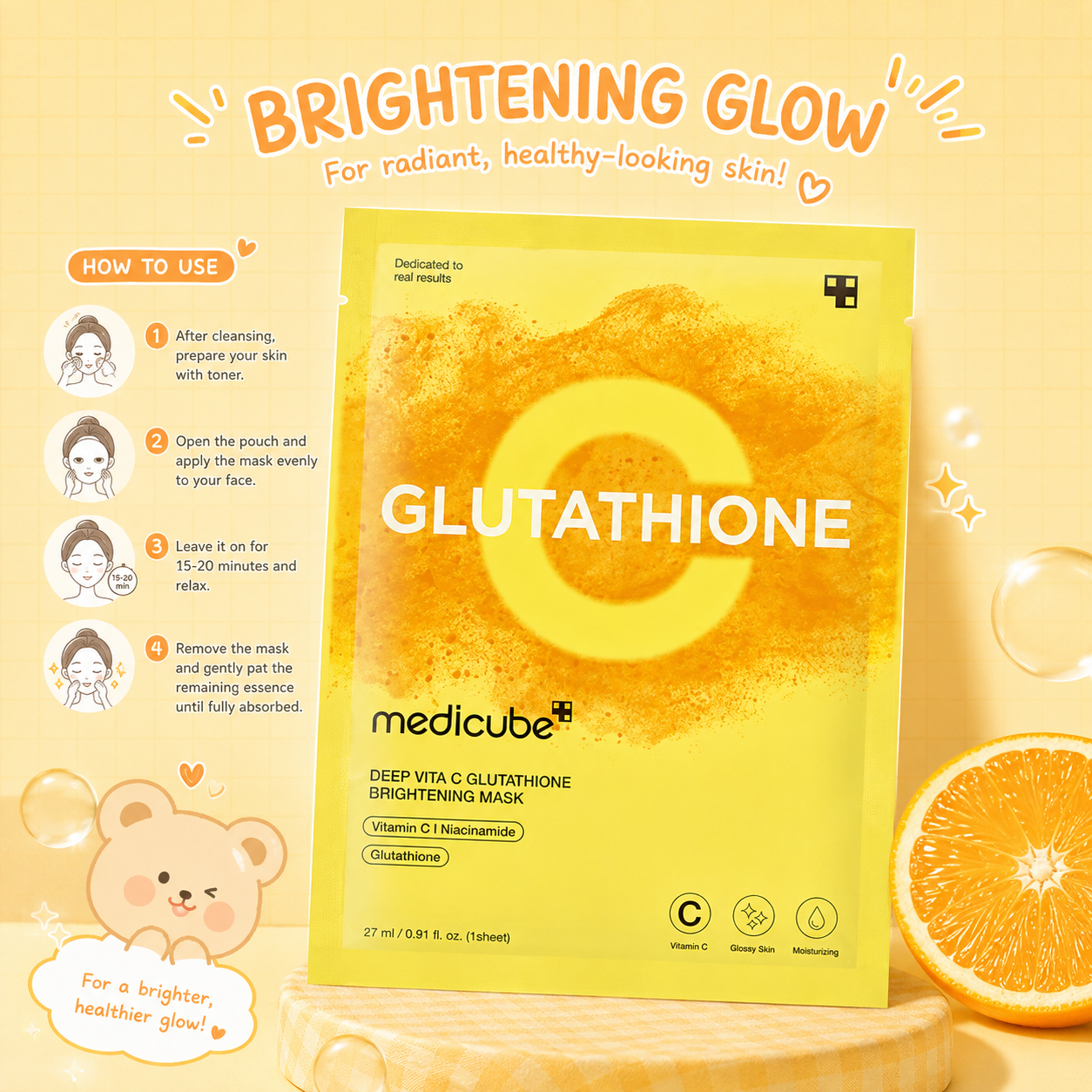 MEDICUBE Deep Vita C Glutathione Brightening Mask