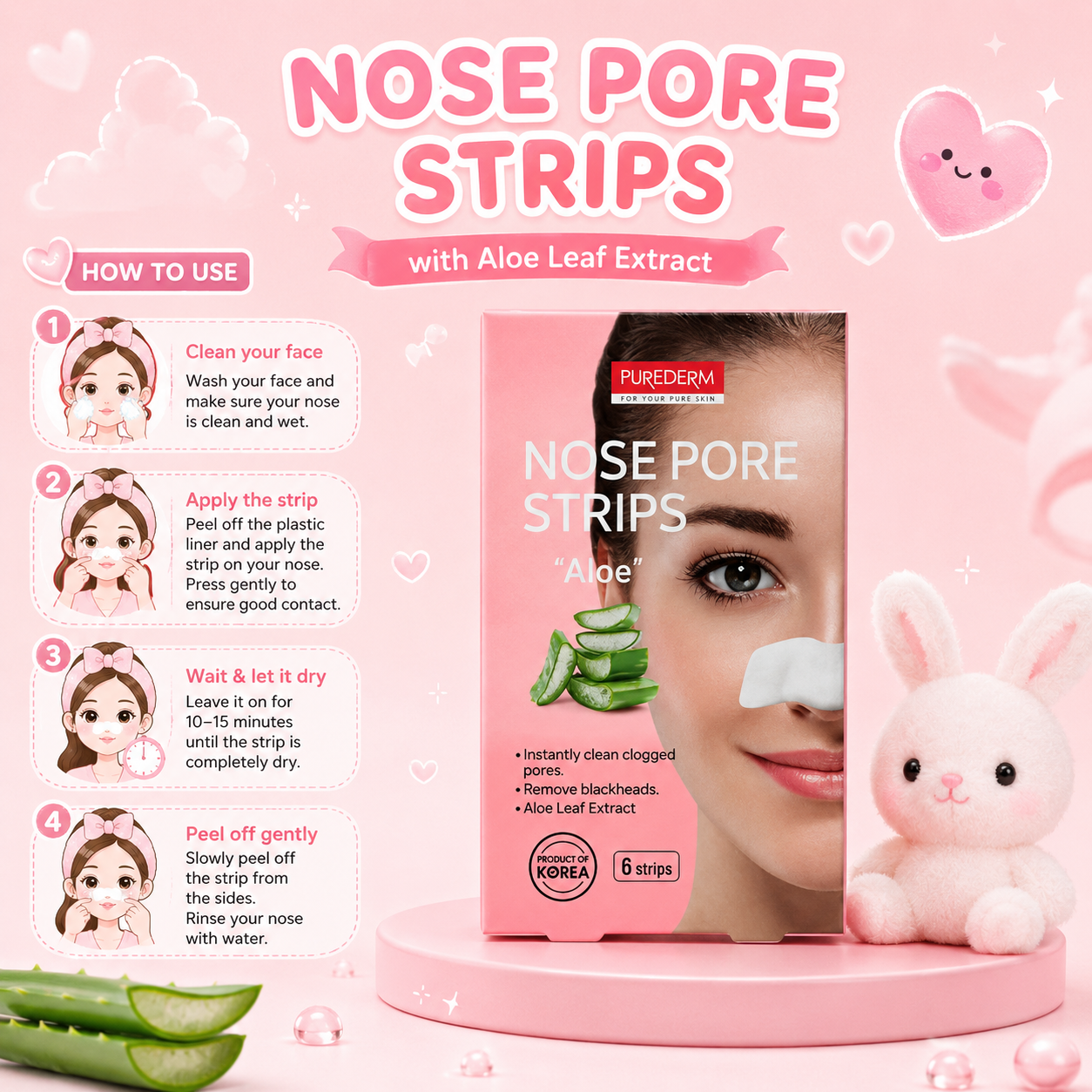 PUREDERM Nose Pore Strips Aloe