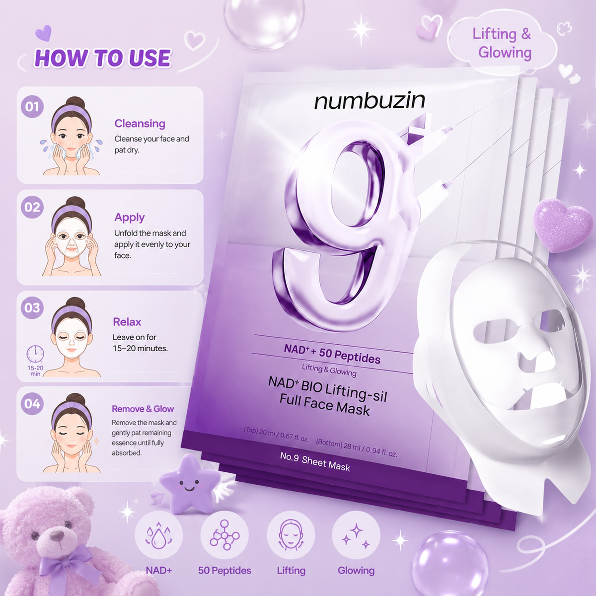 NUMBUZIN No.9 NAD Bio Lifting-sil Full Face Mask